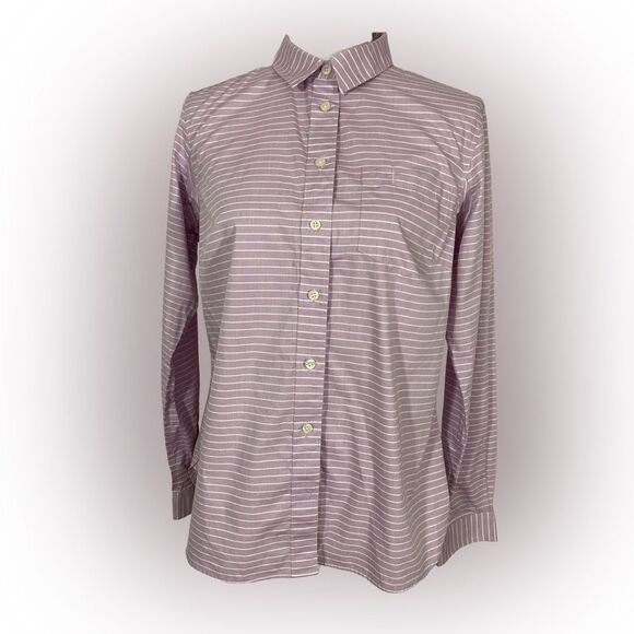 Duluth Trading Co. Shirt Womens M Purple White Stripe Button Up Workwear - Picture 1 of 10